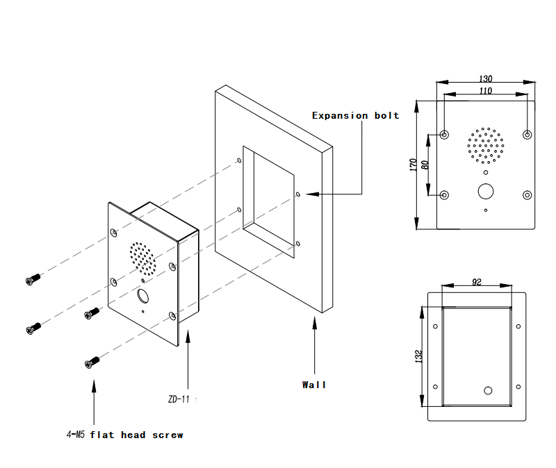 sos intercom size and installtion