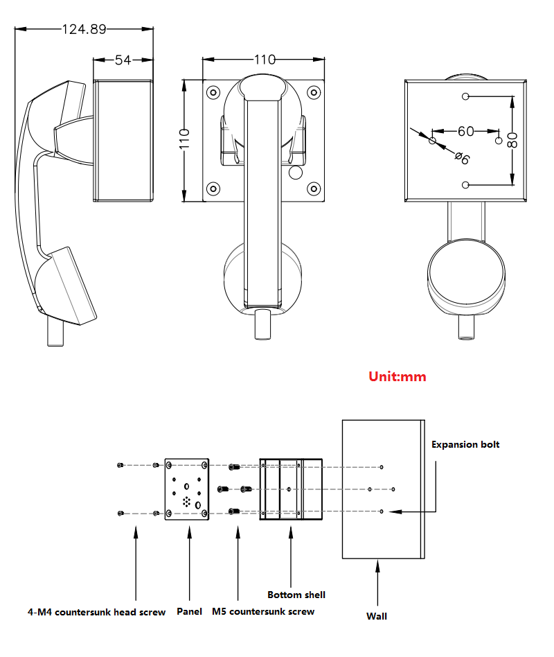 auto dial telephone size