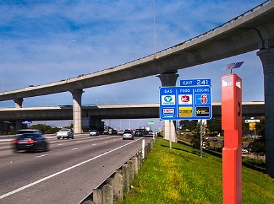 emergency roadside telephone in the highway