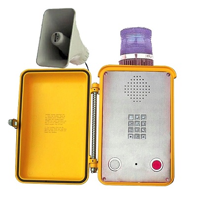 yellow rugged ip phone front view