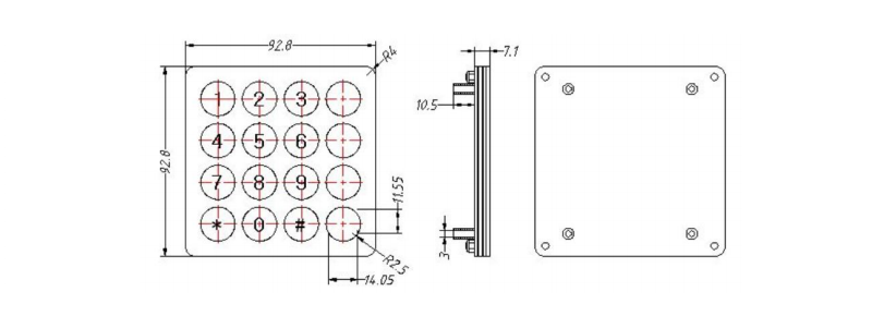 the phone keypad design and size