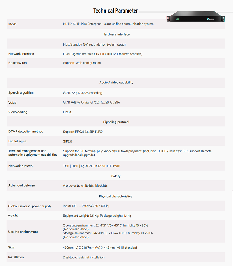 sip server specification main view