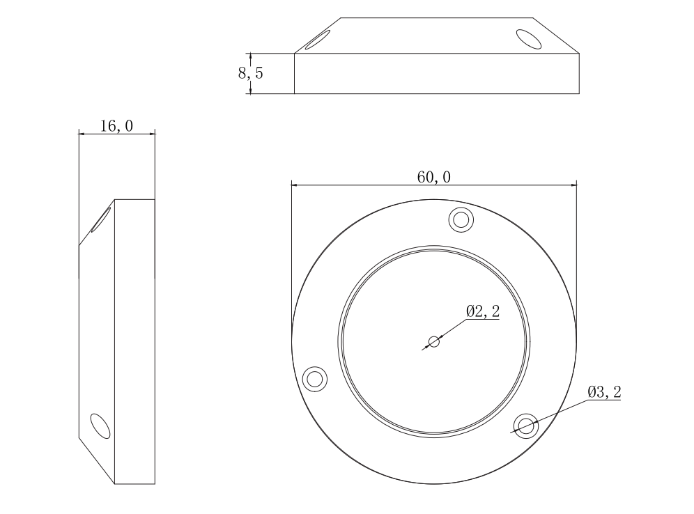 Ceilling Surveillance Microphone size