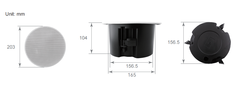 pa ceiling speakers size