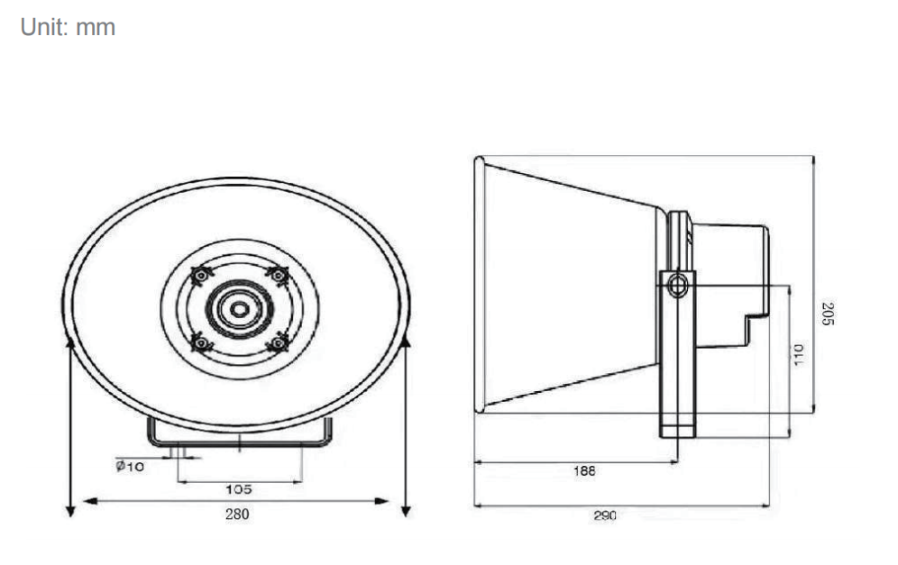 sip horn speaker size
