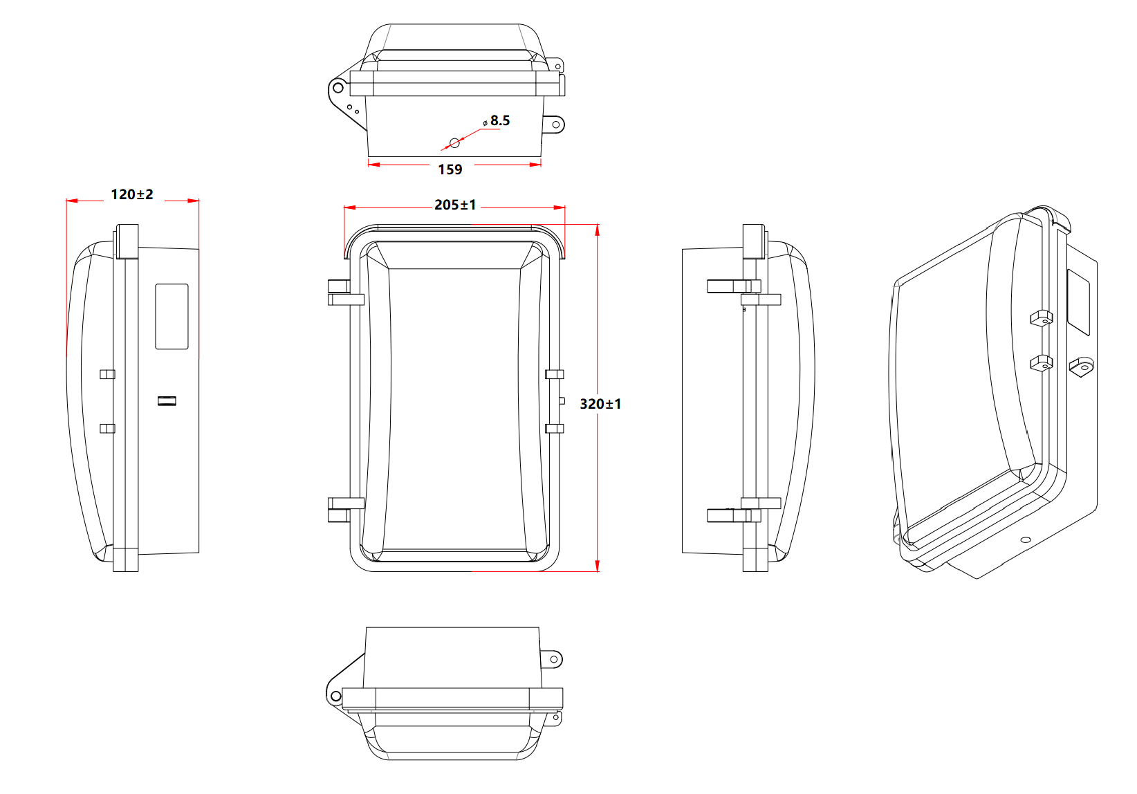 waterproof telephone detail size